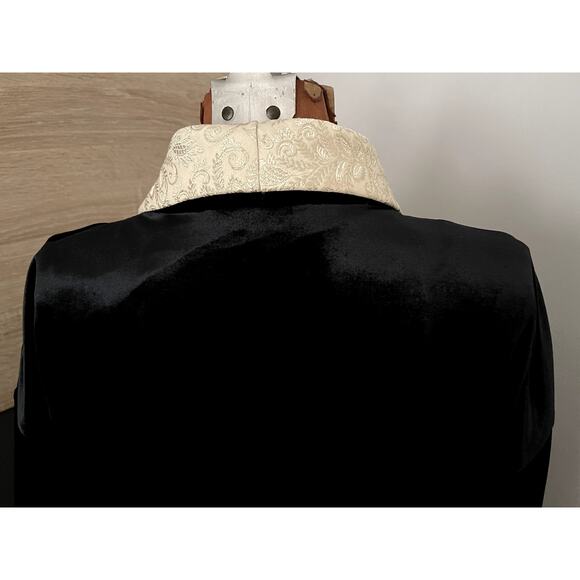 Natori Private Luxuries Sz L Velvet Robe Black Silk Maxi Luxury Elegant Glam - Picture 13 of 16